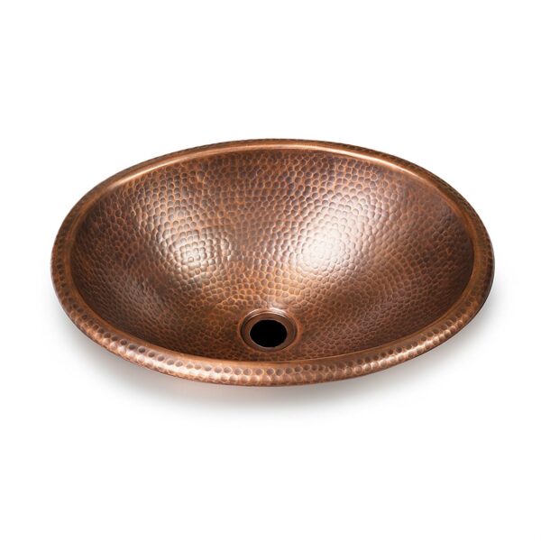 Hammered Copper Oval Bathroom Sink Vessel 17 x 13 inch - Image 3