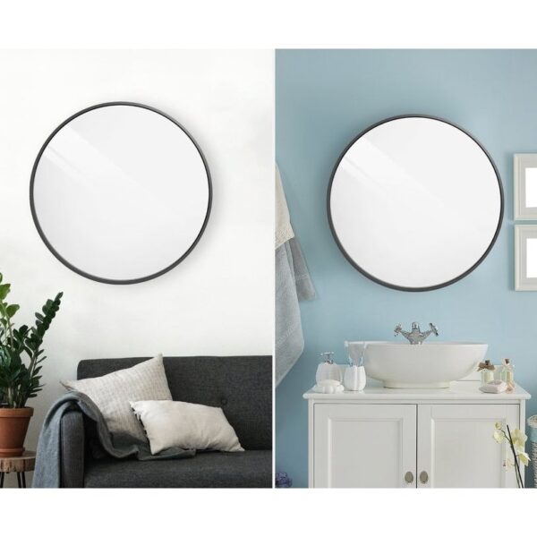 36 Inch Round Bathroom Vanity Wall Mirror Frame Matte Black - Image 2