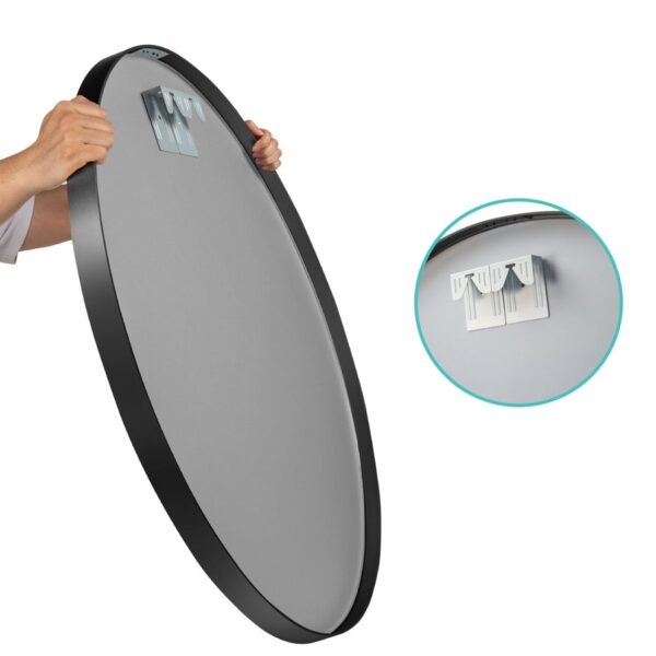 36 Inch Round Bathroom Vanity Wall Mirror Frame Matte Black - Image 3