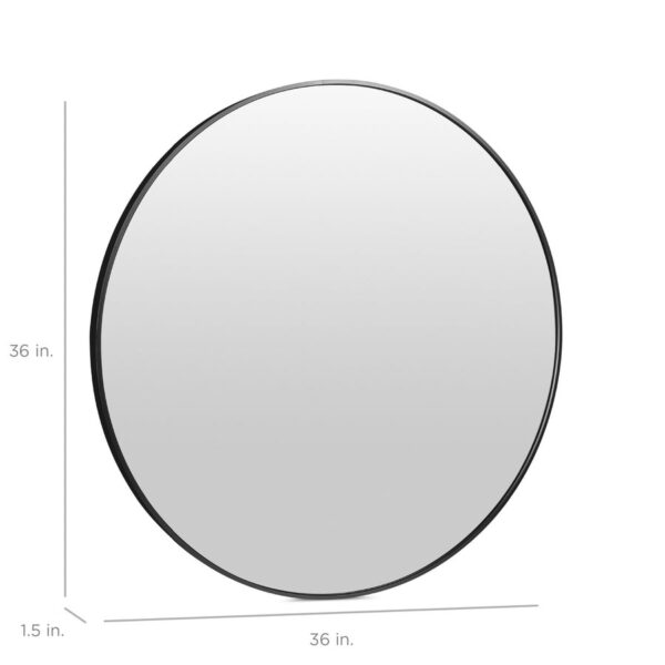 36 Inch Round Bathroom Vanity Wall Mirror Frame Matte Black - Image 4