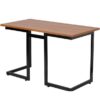 Modern Black Metal Frame Computer Desk with Cherry Wood Finish Top - Image 2