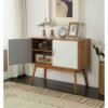 Mid-Century Modern Console Table Storage Cabinet with Solid Wood Legs - Image 2