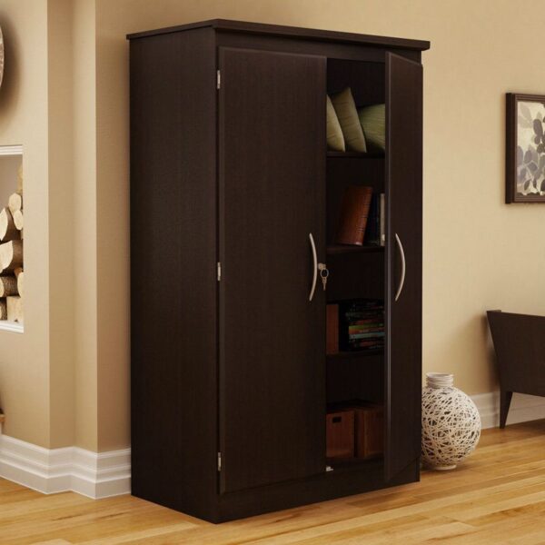 Cherry 2-Door Storage Cabinet Wardrobe Armoire Bedroom Living Room Home Office - Image 2