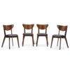 Modern Mid-Century Style 5-Piece Dining Set in Dark Brown Walnut Finish - Image 3