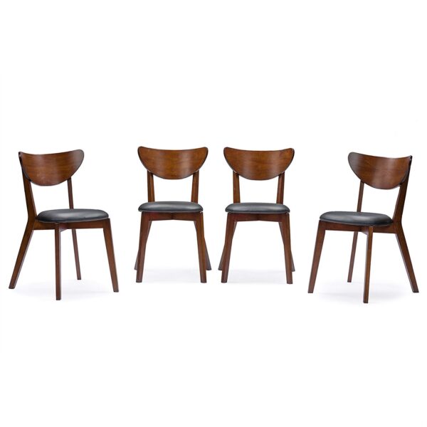 Modern Mid-Century Style 5-Piece Dining Set in Dark Brown Walnut Finish - Image 3