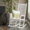 Set of 2 - Indoor/Outdoor Patio Porch White Slat Rocking Chairs - Image 2