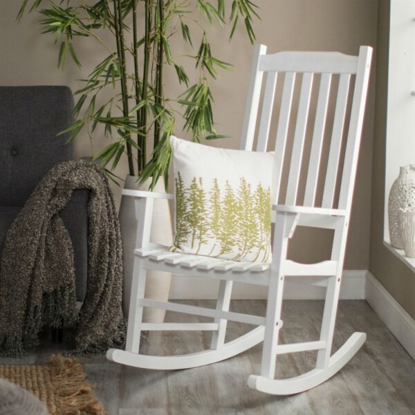 Set of 2 - Indoor/Outdoor Patio Porch White Slat Rocking Chairs - Image 2