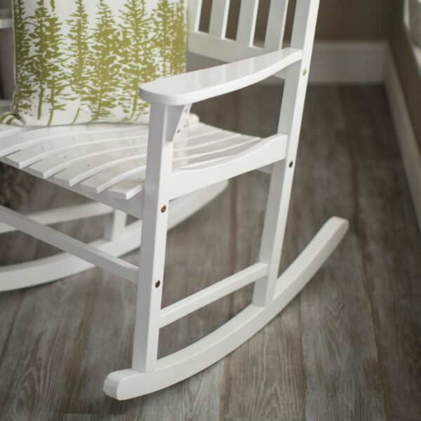 Set of 2 - Indoor/Outdoor Patio Porch White Slat Rocking Chairs - Image 3