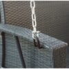 Dark Brown 2-Person Resin Wicker Porch Swing with Khaki Cushion - Image 2