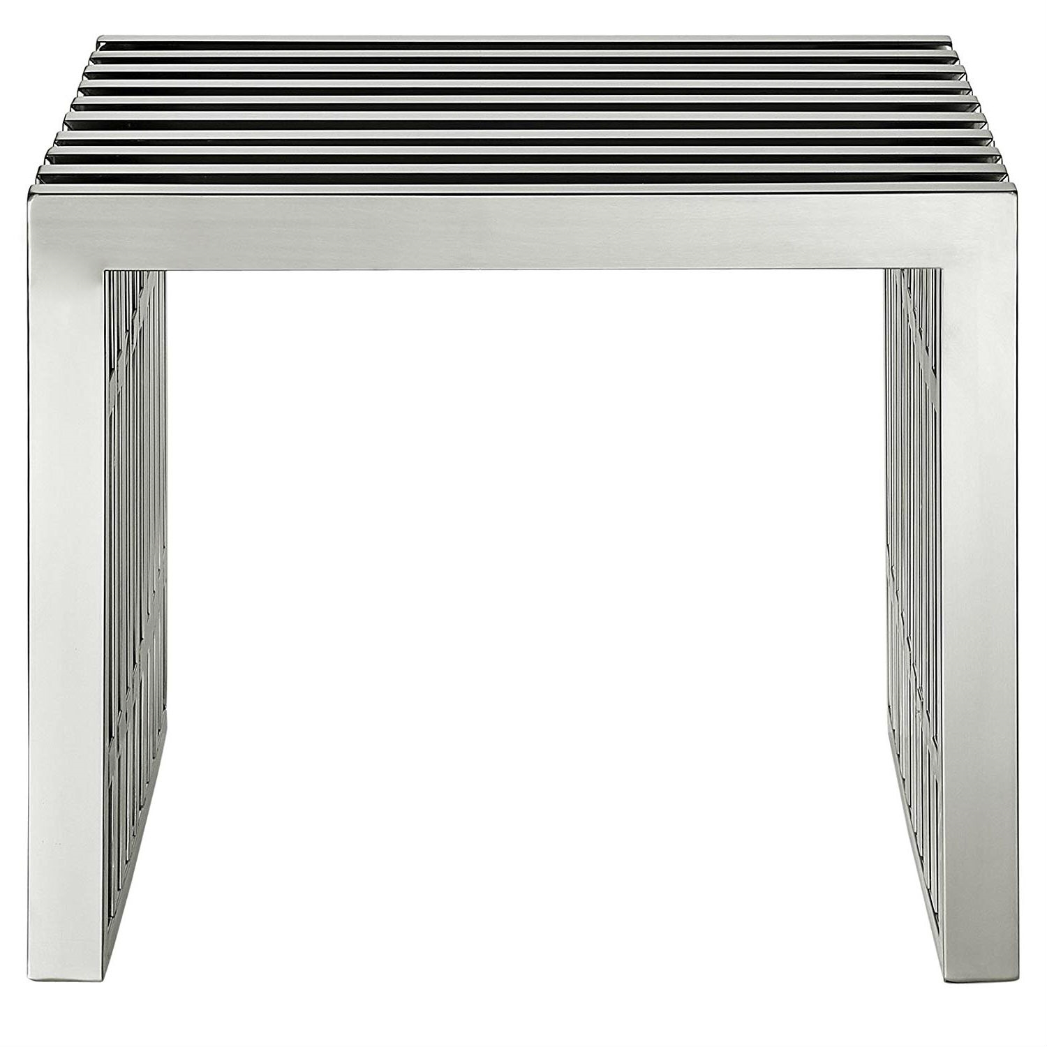 Mid-Century Modern Stainless Steel Accent Bench - Image 2