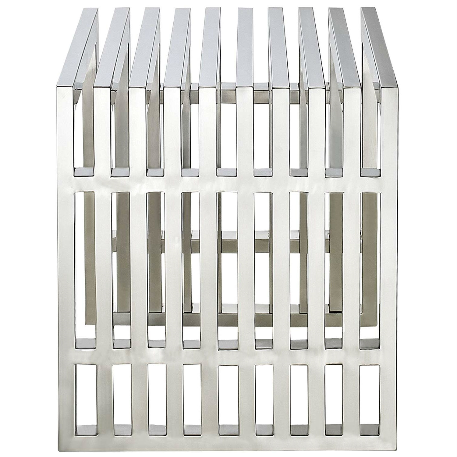 Mid-Century Modern Stainless Steel Accent Bench - Image 3