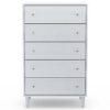 Farmhouse Rustic White Mid Century 5 Drawer Chest - Image 2