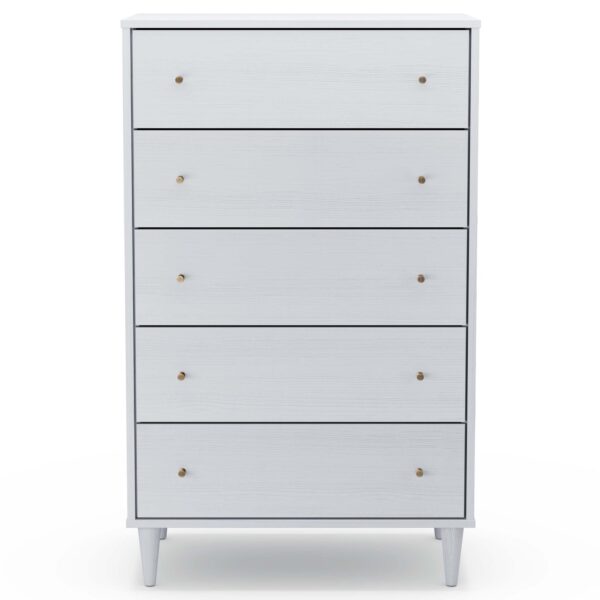 Farmhouse Rustic White Mid Century 5 Drawer Chest - Image 2
