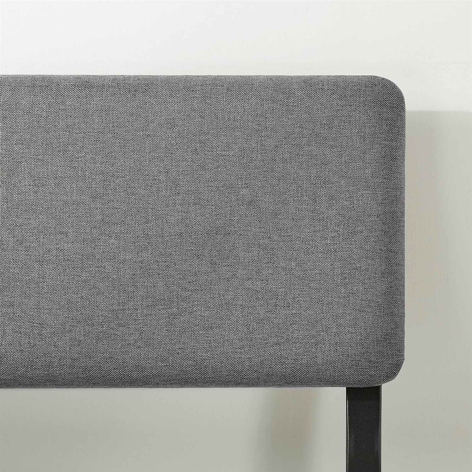 Full Size Grey Soft Fabric Metal Headboard Platform Bed Wooden Slats - Image 5