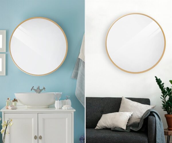 36 Inch Round Bathroom Vanity Wall Mirror Frame Matte Gold - Image 3