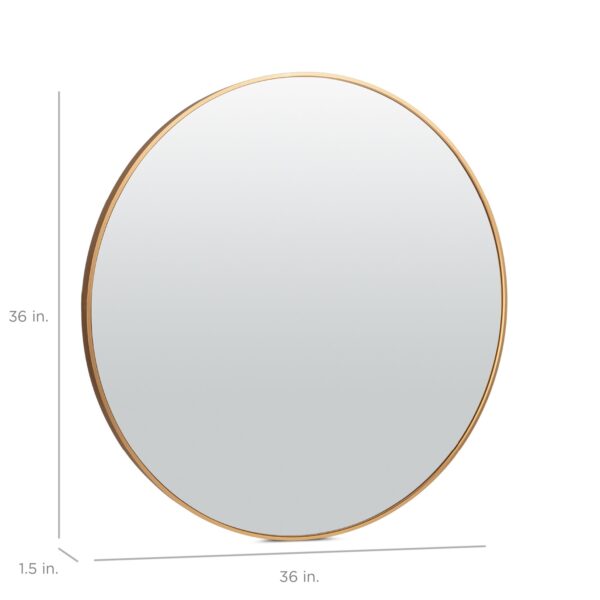 36 Inch Round Bathroom Vanity Wall Mirror Frame Matte Gold - Image 4