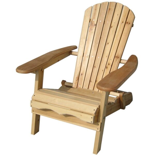 Folding Adirondack Chair for Patio Garden in Natural Wood Finish - Image 3