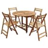 Kiln Dried Hardwood 39-inch Folding Patio Dining Table with Wheels - Image 4