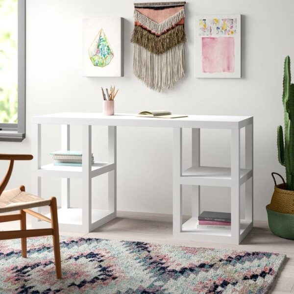 Modern Home Office Computer Desk in White Wood Finish - Image 3