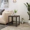 Modern Industrial Metal Wood Nightstand Side Table with Mesh Shelf - Image 5