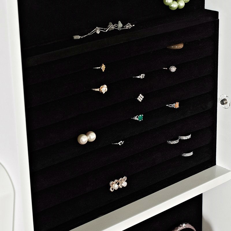 Modern Jewelry Armoire Full Length Tilting Cheval Mirror in Gloss White Finish - Image 3