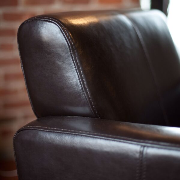 Dark Brown Leather Upholstered Club Chair with Wood Frame and Legs - Image 3