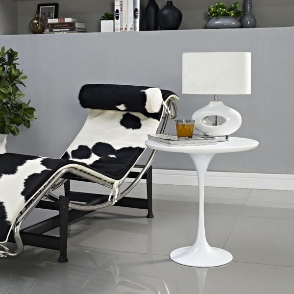 Mid Century Modern Classic 20-inch Round Side Dining Table in White - Image 2