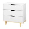 Modern Mid-Century Style 3-Drawer Dresser Chest in White Natural Wood Finish - Image 4