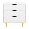 Modern Mid-Century Style 3-Drawer Dresser Chest in White Natural Wood Finish - Image 5