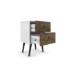 Modern Mid-Century Side Table Nighstand in White and Wood Finish - Image 2