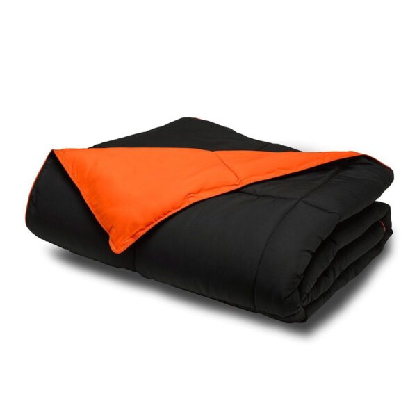 King/CAL King size 3-Piece Orange/Black Microfiber Comforter Set with 2 Shams - Image 2