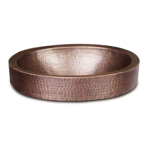 Oval Hammered Copper Bathroom Sink Drop-in or Vessel - Image 2