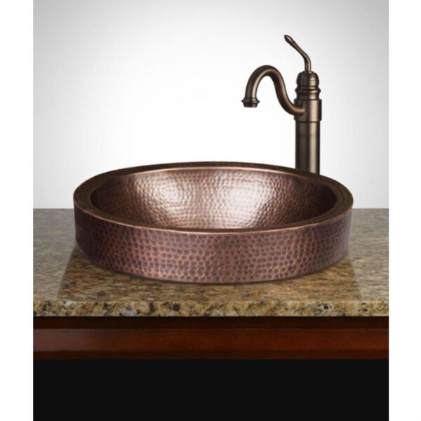 Oval Hammered Copper Bathroom Sink Drop-in or Vessel - Image 4