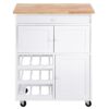 Mobile Kitchen Island Cart Cabinet with Wine Rack in White - Image 4