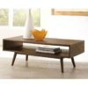 Modern Mid-Century Style Coffee Table in Light Brown Wood Finish - Image 2