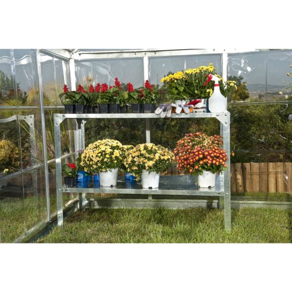 Outdoor Metal Shelving Unit Garden Potting Bench in Sturdy Galvanized Steel - Image 2