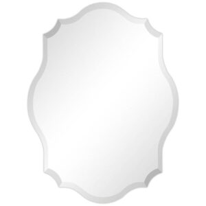Modern Frameless 32 x 24 inch Scalloped Beveled Accent Bathroom Mirror