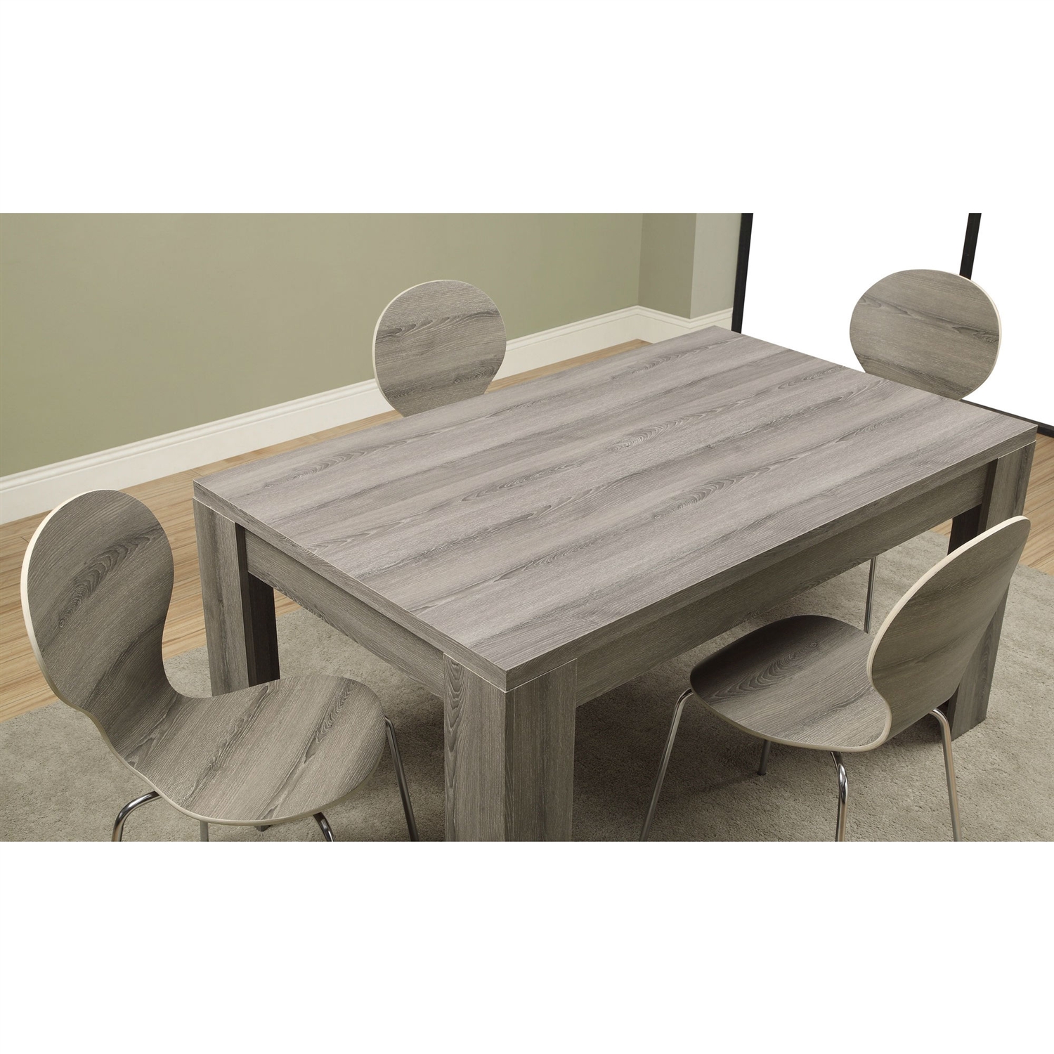 Modern Block Leg Rectangular Dining Table in Dark Taupe Wood Finish - Image 3