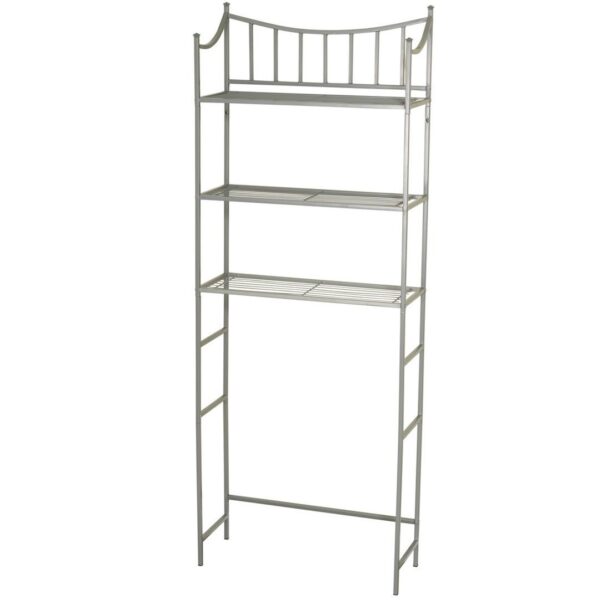 Bathroom Space Saving Over the Toilet Linen Tower Shelving Unit in Nickel Finish - Image 2