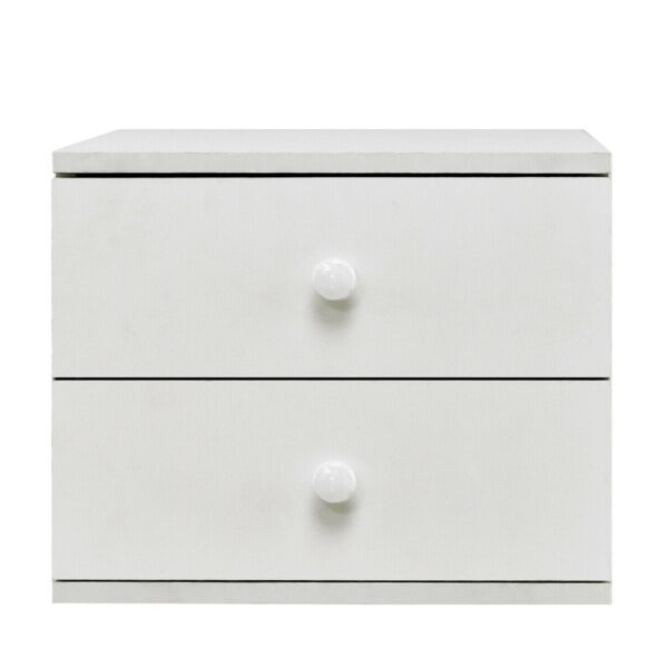 Modern White Wood 2-Drawer Accent End Table Nightstand - Image 2