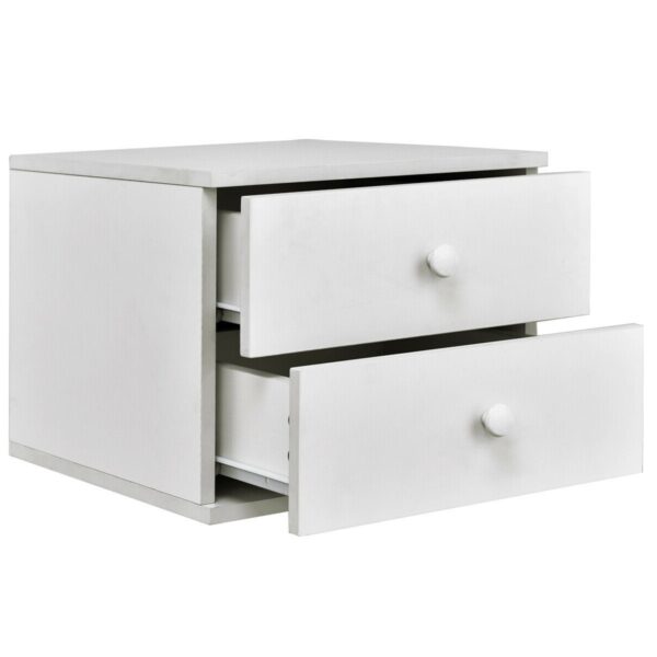Modern White Wood 2-Drawer Accent End Table Nightstand - Image 4