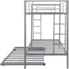 Twin size Silver Metal Bunk Bed with Roll-Out Trundle Bed Frame - Image 2
