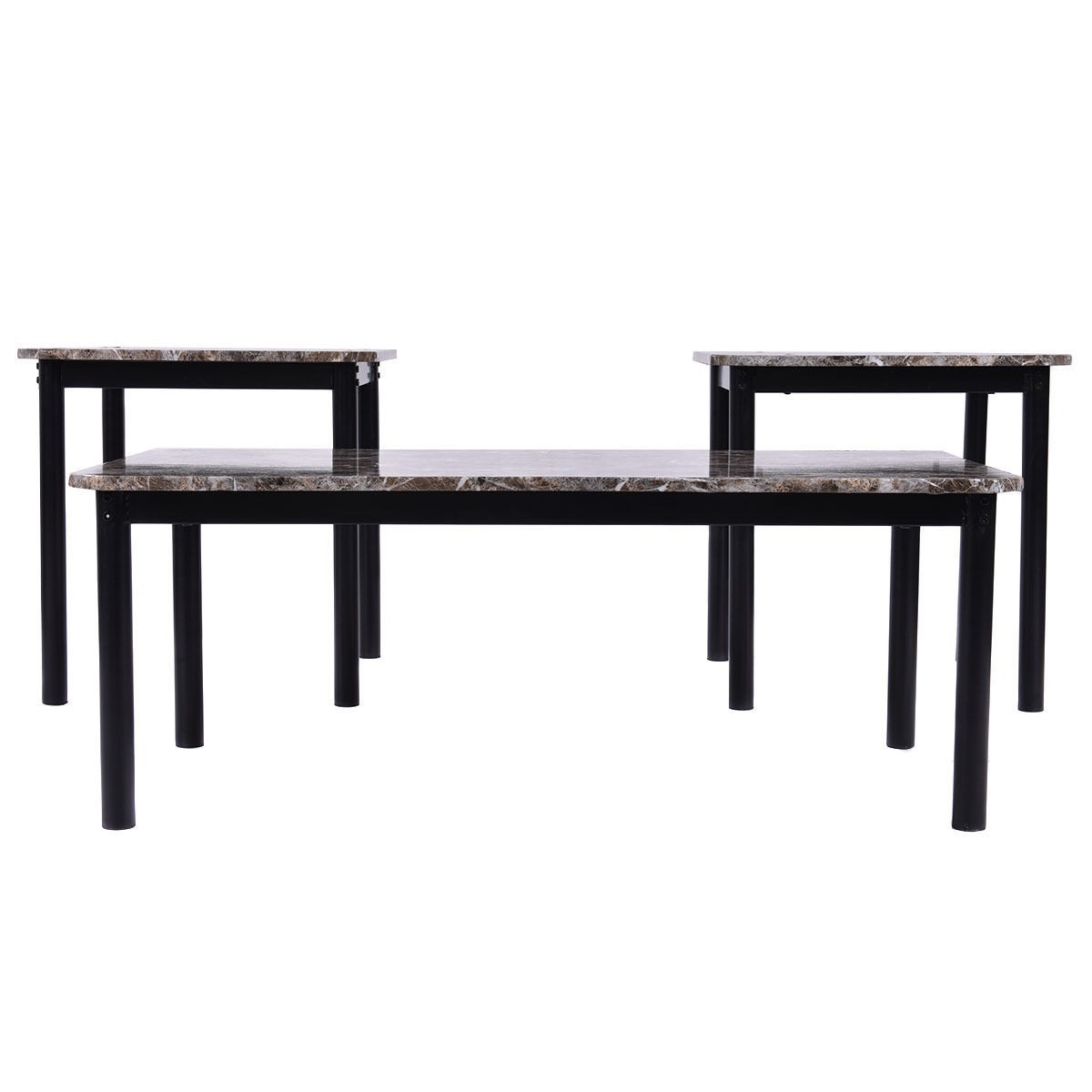 3-Piece Coffee Table and End Table Set with Faux Marble Top - Image 3