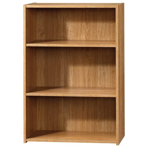 Modern 3-Shelf Bookcase with 2 Adjustable Shelves in Oak Wood Finish - Image 2