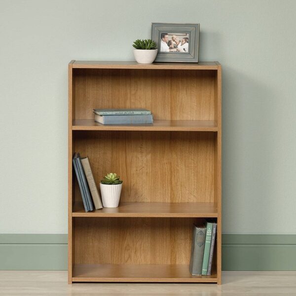 Modern 3-Shelf Bookcase with 2 Adjustable Shelves in Oak Wood Finish - Image 3
