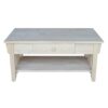 Unfinished Solid Wood Coffee Table Drawer and Shelf - Image 2