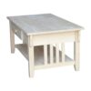 Unfinished Solid Wood Coffee Table Drawer and Shelf - Image 3
