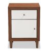 Modern Mid Century Style End Table Nightstand in White and Walnut Finish - Image 2