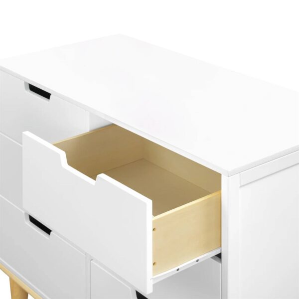 Modern Mid-Century Style 6-Drawer Double Dresser in White Natural Wood Finish - Image 4