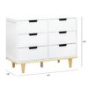 Modern Mid-Century Style 6-Drawer Double Dresser in White Natural Wood Finish - Image 5